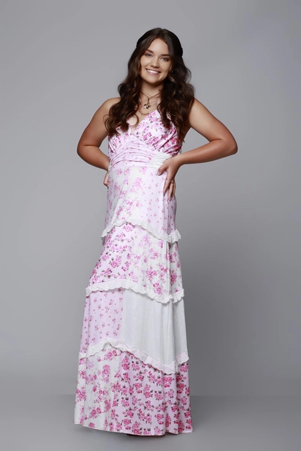 Jaelyn Speck floral dress editorial portrait
