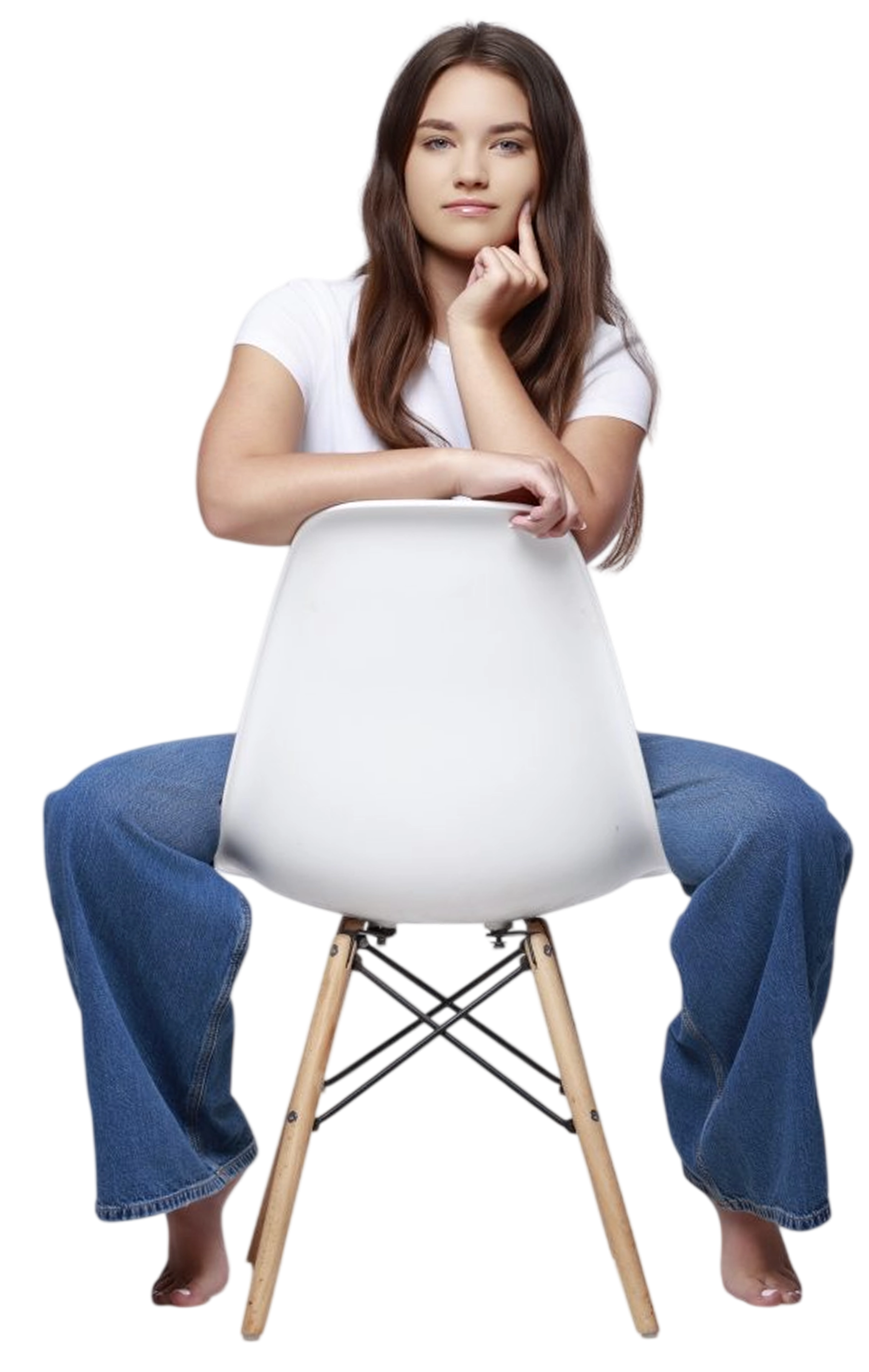 Jaelyn Speck seated for a modeling portfolio portrait